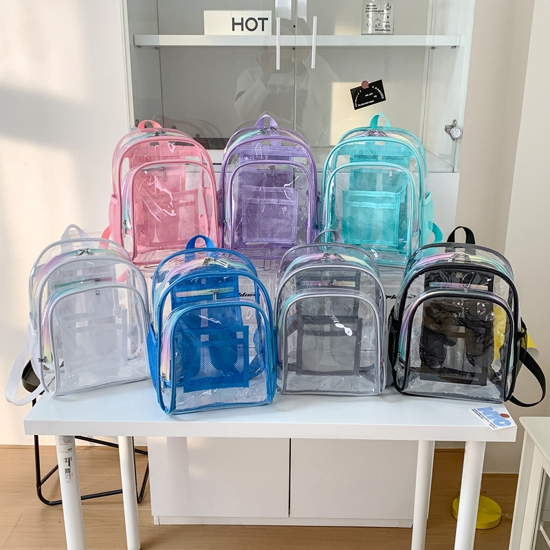 Women Bags Sale - Zaino Trasparente in PVC con Cerniera