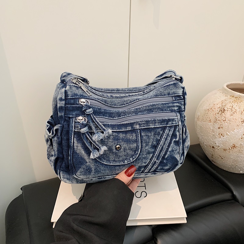 Women'S Kipling Bags - Borsa in denim blu retrò stile