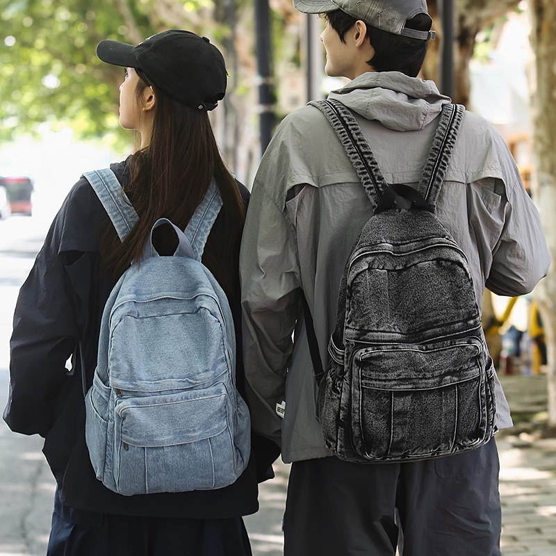 Women'S Kipling Bags - Zaino in denim retrò di grande