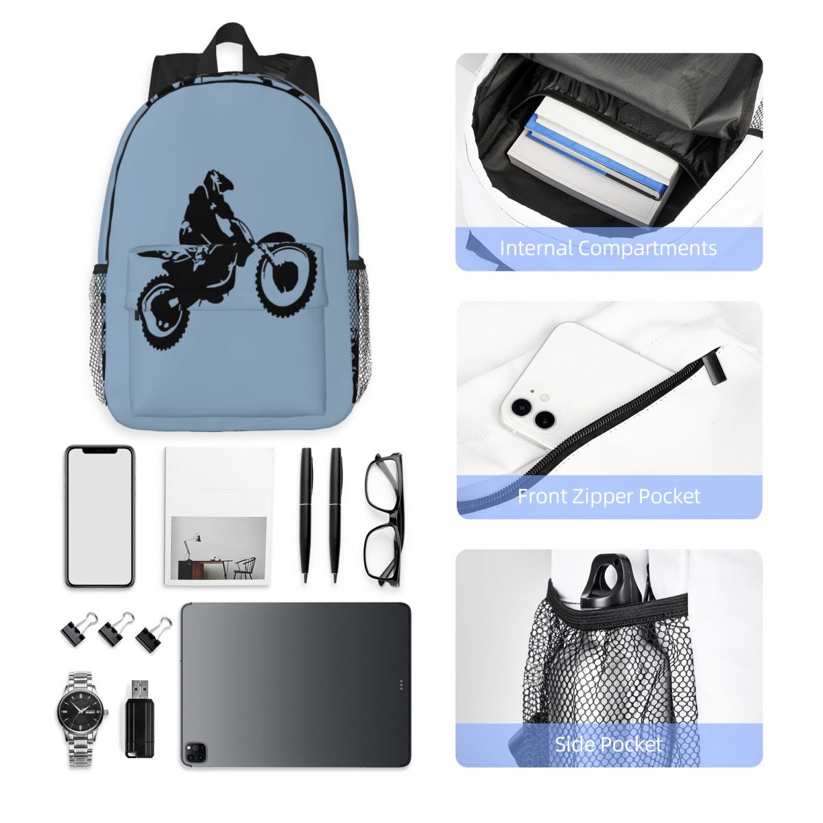 Women Bags Vector - Zaino Moto X Dirt Bike Monotone