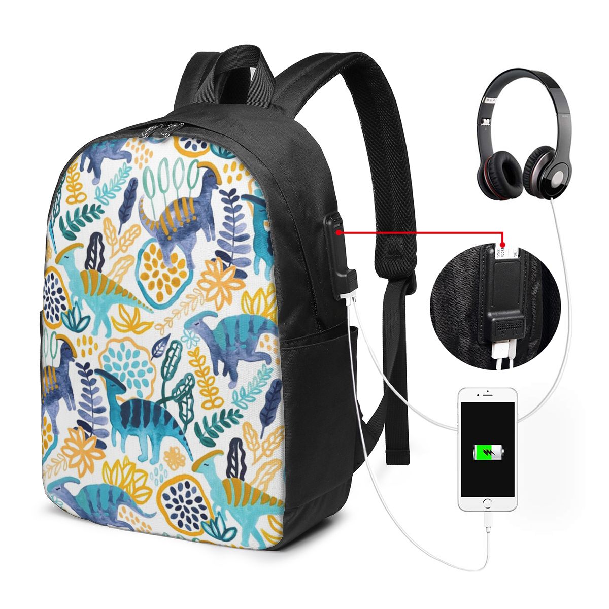 Women Bags For College - Gouache Parasaurolophuses Zaino da viaggio per